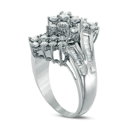 1.5 CT. T.W. Composite Natural Diamond Bypass Ring in Solid 10K White Gold