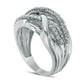 0.50 CT. T.W. Natural Diamond Multi-Row Crossover Ring in Solid 10K White Gold