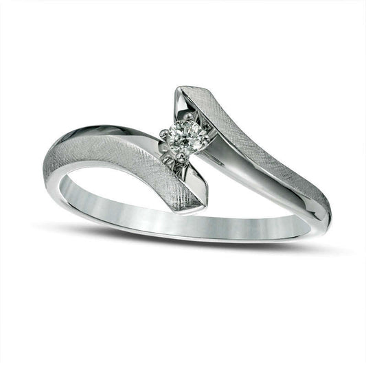 Natural Clarity Enhanced Diamond Accent Solitaire Bypass Promise Ring in Solid 10K White Gold