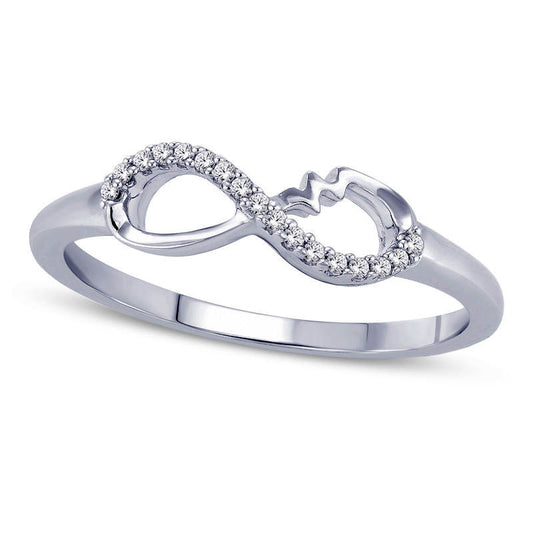 Natural Diamond Accent Heartbeat Infinity Ring in Sterling Silver