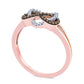 0.20 CT. T.W. Champagne and White Natural Diamond Infinity Heart Ring in Solid 10K Rose Gold