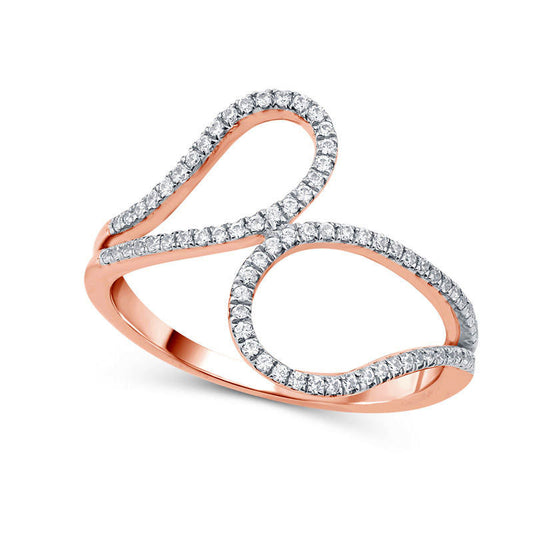 0.25 CT. T.W. Natural Diamond Open Loop Bypass Ring in Solid 10K Rose Gold