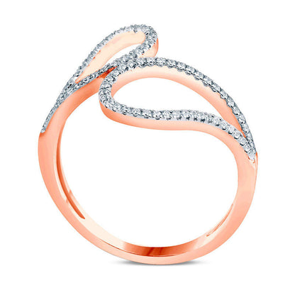 0.25 CT. T.W. Natural Diamond Open Loop Bypass Ring in Solid 10K Rose Gold