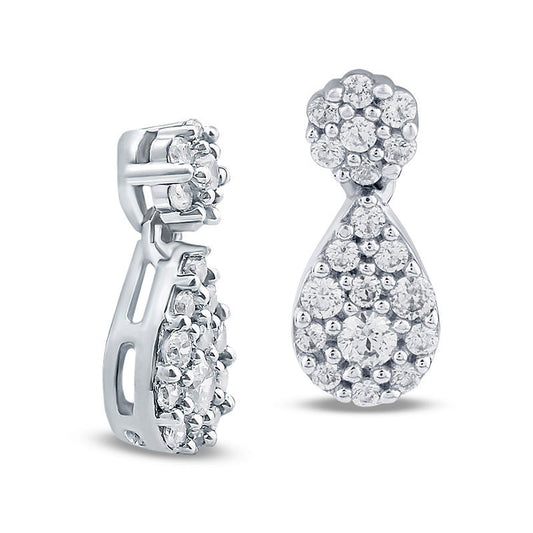 0.5 CT. T.W. Composite Diamond Teardrop Earrings in 10K White Gold