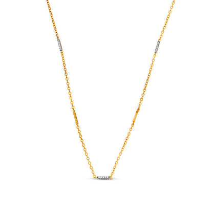 0.1 CT. T.W. Natural Diamond Bar Necklace in Sterling Silver with 14K Gold Plate