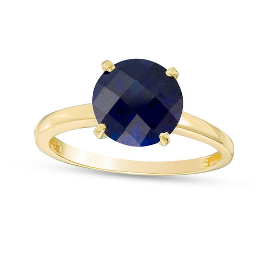 8.0mm Lab-Created Blue Sapphire Solitaire Ring in Solid 10K Yellow Gold