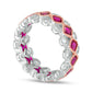 Princess-Cut Lab-Created Ruby and White Sapphire Geometric Eternity Band in Sterling Silver and Solid 14K Rose Gold Plate