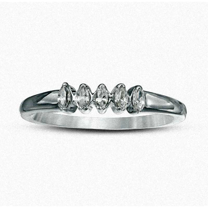 0.25 CT. T.W. Marquise Natural Diamond Five Stone Wedding Band in Solid 10K White Gold