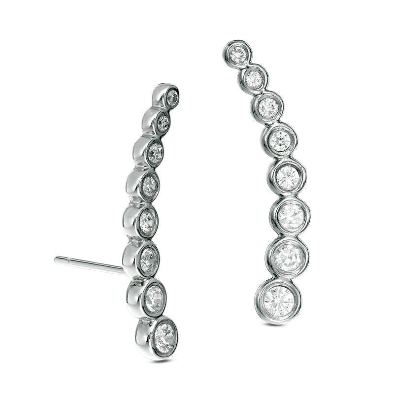 0.38 CT. T.W. Journey Diamond Crawler Earrings in 10K White Gold