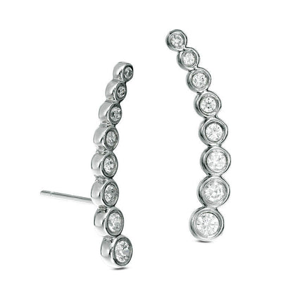 0.38 CT. T.W. Journey Diamond Crawler Earrings in 10K White Gold