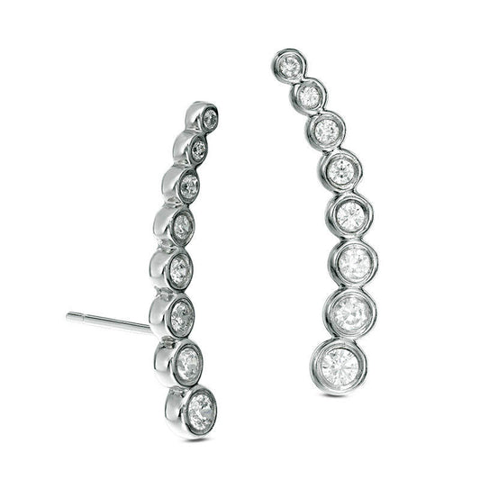 0.38 CT. T.W. Journey Diamond Crawler Earrings in 10K White Gold