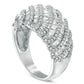 1.33 CT. T.W. Baguette and Round Natural Diamond Wave Ring in Solid 10K White Gold