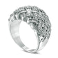 1.0 CT. T.W. Baguette and Round Natural Diamond Lattice Band in Solid 10K White Gold