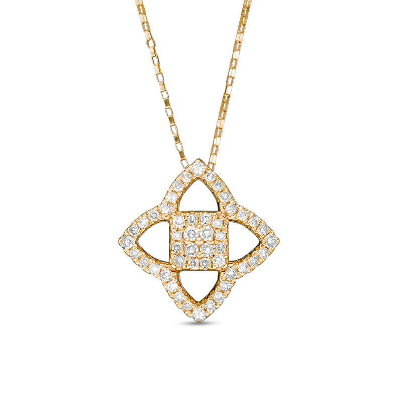 0.2 CT. T.W. Natural Diamond Lotus Pendant in 10K Yellow Gold