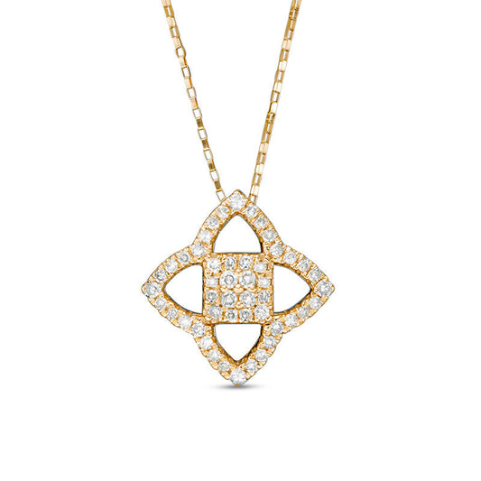 0.2 CT. T.W. Natural Diamond Lotus Pendant in 10K Yellow Gold