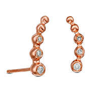 0.1 CT. T.W. Diamond Beaded Crawler Earrings in Sterling Silver with 14K Rose Gold Plate