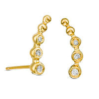 0.1 CT. T.W. Diamond Beaded Crawler Earrings in Sterling Silver with 14K Gold Plate