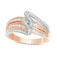 0.50 CT. T.W. Baguette and Round Natural Diamond Bypass Swirl Multi-Row Ring in Solid 10K Two-Tone Gold