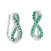 Lab-Created Emerald Infinity Crawler Earrings in Sterling Silver