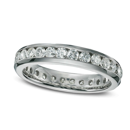 1.0 CT. T.W. Natural Diamond Eternity Channel Set Wedding Band in Solid 14K White Gold