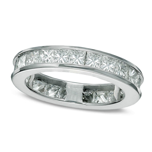 Ladies 2.0 CT. T.W. Princess-Cut Natural Diamond Eternity Channel Set Wedding Band in Solid 14K White Gold