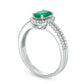 Oval Emerald and 0.25 CT. T.W. Natural Diamond Frame Double Row Split Shank Engagement Ring in Solid 18K White Gold - Size 7