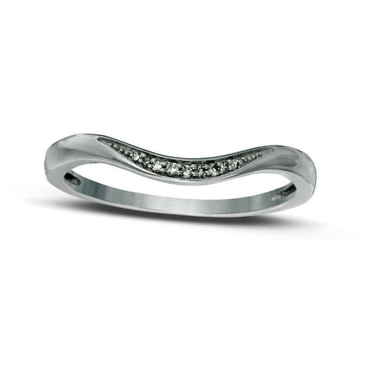 Natural Diamond Accent Contour Wedding Band in Sterling Silver