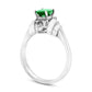 Oval Emerald and 0.10 CT. T.W. Natural Diamond Double Collar Ring in Solid 14K White Gold