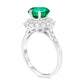 6.0mm Emerald and 0.88 CT. T.W. Natural Diamond Sunburst Frame Ring in Solid 18K White Gold