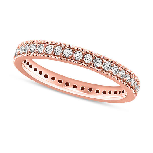0.50 CT. T.W. Natural Diamond Antique Vintage-Style Eternity Wedding Band in Solid 14K Rose Gold
