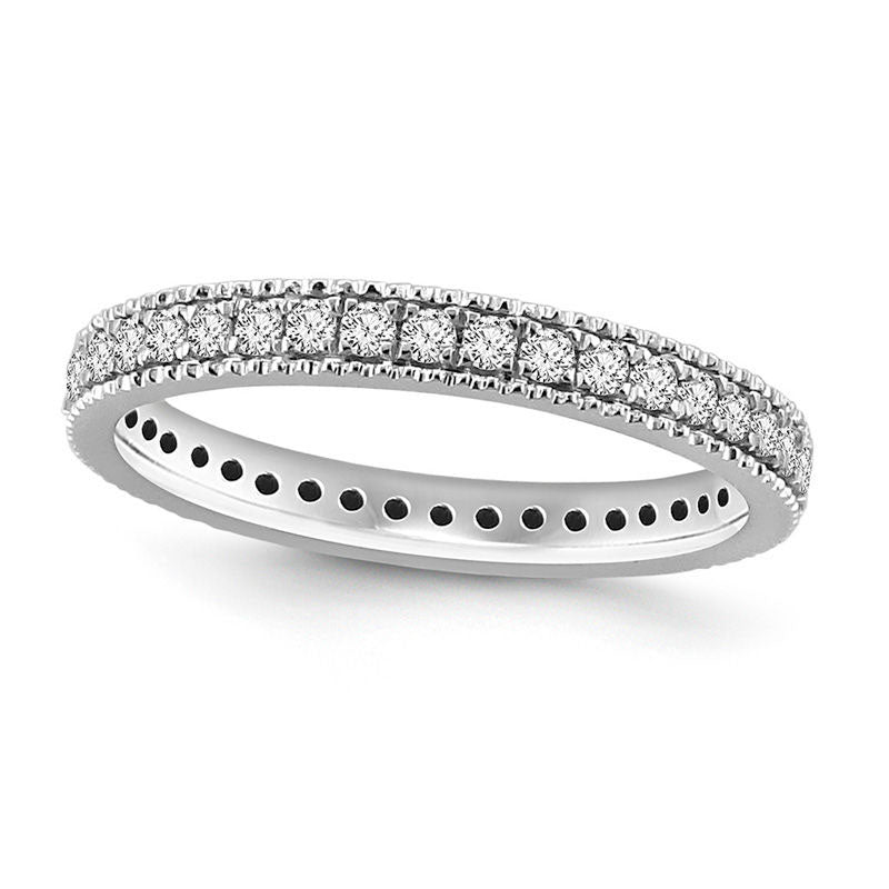 0.50 CT. T.W. Natural Diamond Antique Vintage-Style Eternity Wedding Band in Solid 14K White Gold