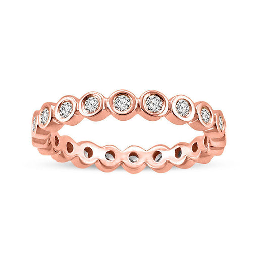 0.50 CT. T.W. Natural Diamond Bezel-Set Eternity Band in Solid 14K Rose Gold