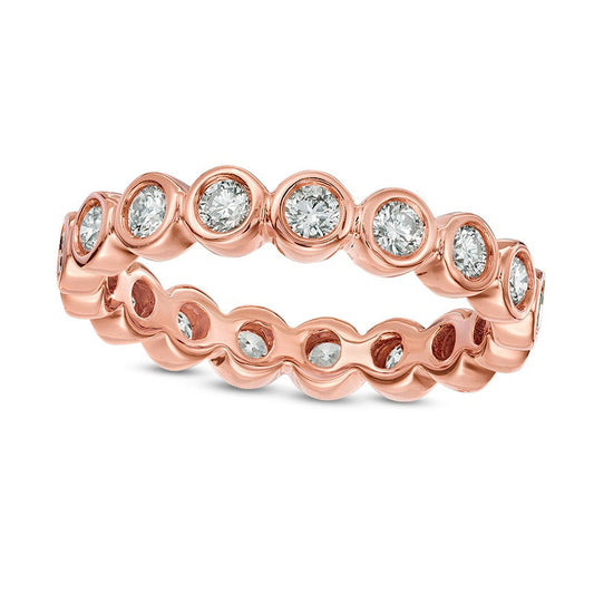 1.0 CT. T.W. Natural Diamond Bezel-Set Eternity Band in Solid 14K Rose Gold