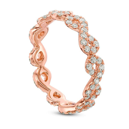0.88 CT. T.W. Natural Diamond Twist Eternity Band in Solid 14K Rose Gold