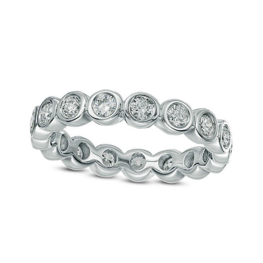 1.0 CT. T.W. Natural Diamond Bezel-Set Eternity Band in Solid 14K White Gold