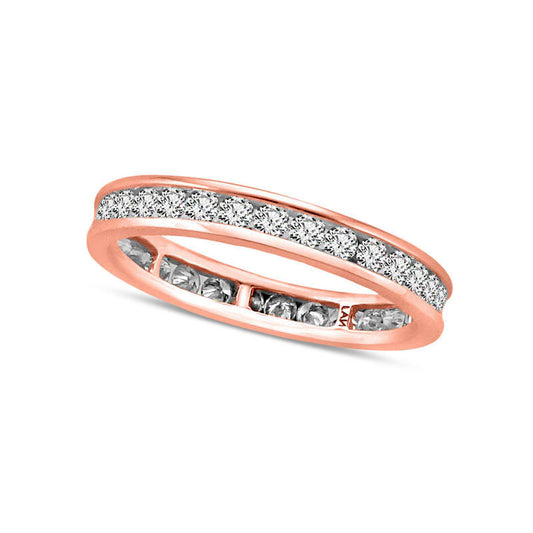 1.0 CT. T.W. Natural Diamond Channel Set Eternity Wedding Band in Solid 14K Rose Gold