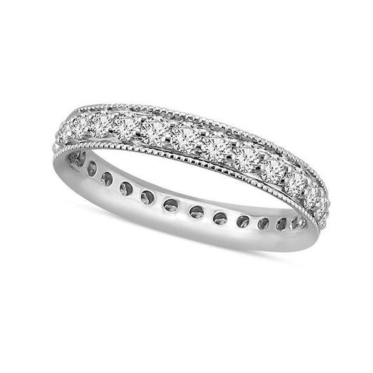 1.0 CT. T.W. Natural Diamond Channel Set Antique Vintage-Style Eternity Wedding Band in Solid 14K White Gold