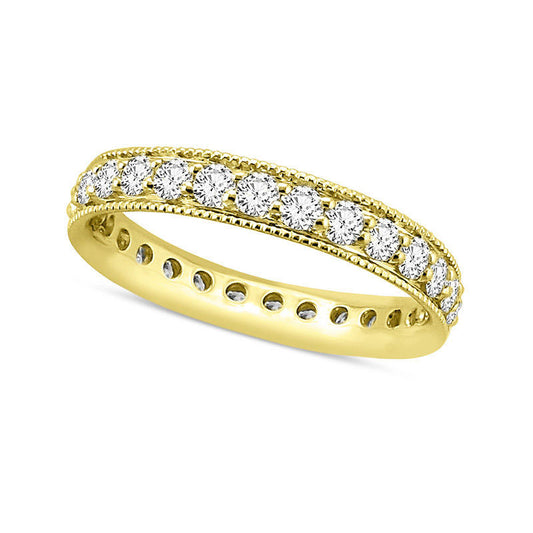 1.0 CT. T.W. Natural Diamond Channel Set Antique Vintage-Style Eternity Wedding Band in Solid 14K Gold