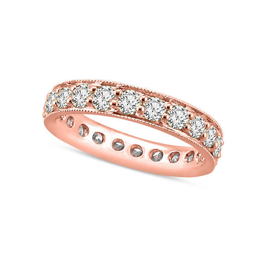 2.0 CT. T.W. Natural Diamond Channel Set Antique Vintage-Style Eternity Wedding Band in Solid 14K Rose Gold