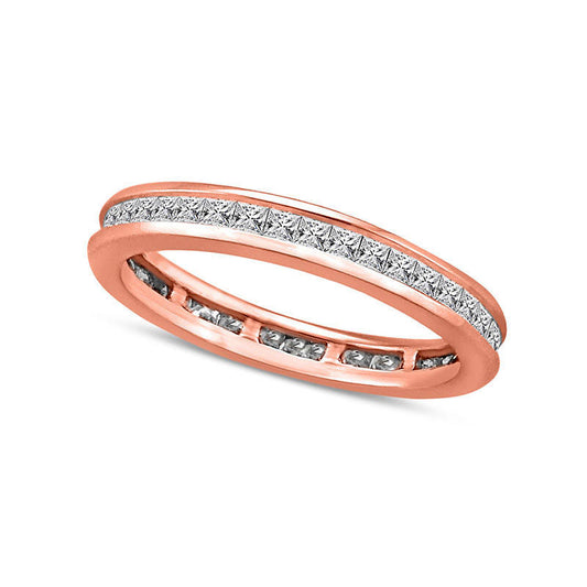 1.0 CT. T.W. Princess-Cut Natural Diamond Eternity Wedding Band in Solid 14K Rose Gold