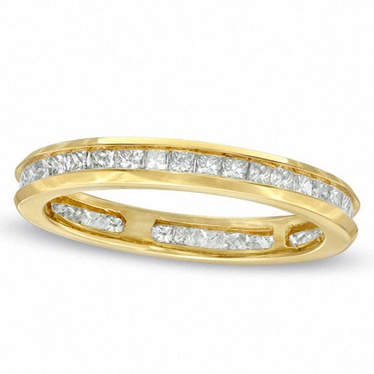 Ladies 1.0 CT. T.W. Princess-Cut Natural Diamond Eternity Channel Set Wedding Band in Solid 14K Gold