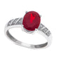 Oval Garnet and Natural Diamond Accent Ring in Sterling Silver