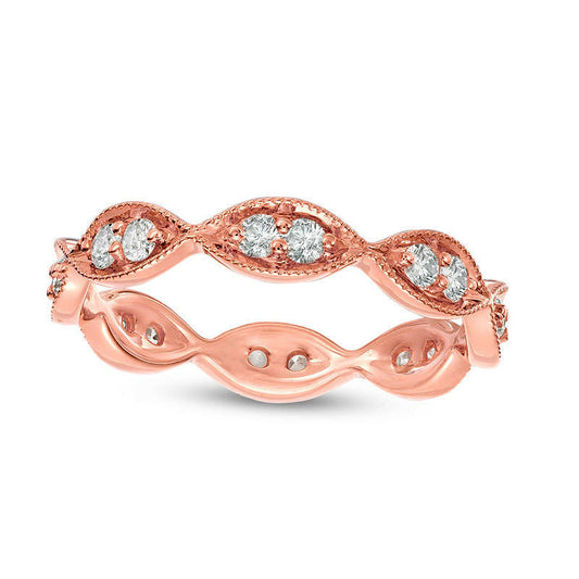 0.50 CT. T.W. Natural Diamond Marquise-Shapes Eternity Band in Solid 14K Rose Gold