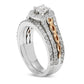 1.0 CT. T.W. Certified Natural Diamond Frame Braided Shank Bridal Engagement Ring Set in Solid 14K Two-Tone Gold (I/I2)