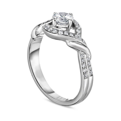 0.75 CT. T.W. Natural Diamond Twist Bypass Frame Engagement Ring in Solid 14K White Gold