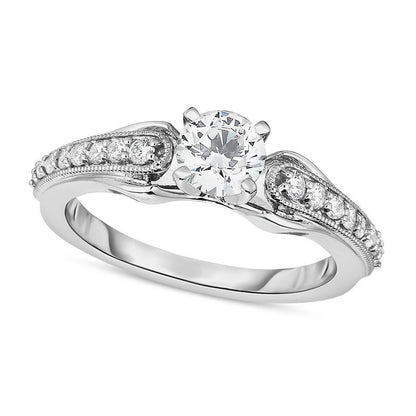 1.0 CT. T.W. Natural Diamond Antique Vintage-Style Engagement Ring in Solid 14K White Gold