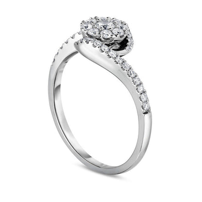 0.50 CT. T.W. Composite Natural Diamond Bypass Engagement Ring in Solid 10K White Gold