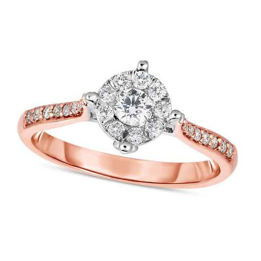 0.38 CT. T.W. Natural Diamond Frame Engagement Ring in Solid 10K Rose Gold