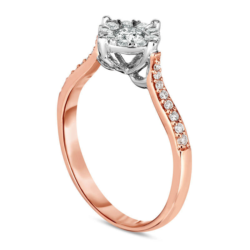 0.38 CT. T.W. Natural Diamond Frame Engagement Ring in Solid 10K Rose Gold