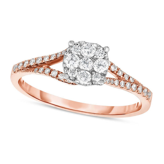 0.38 CT. T.W. Composite Natural Diamond Split Shank Engagement Ring in Solid 10K Rose Gold